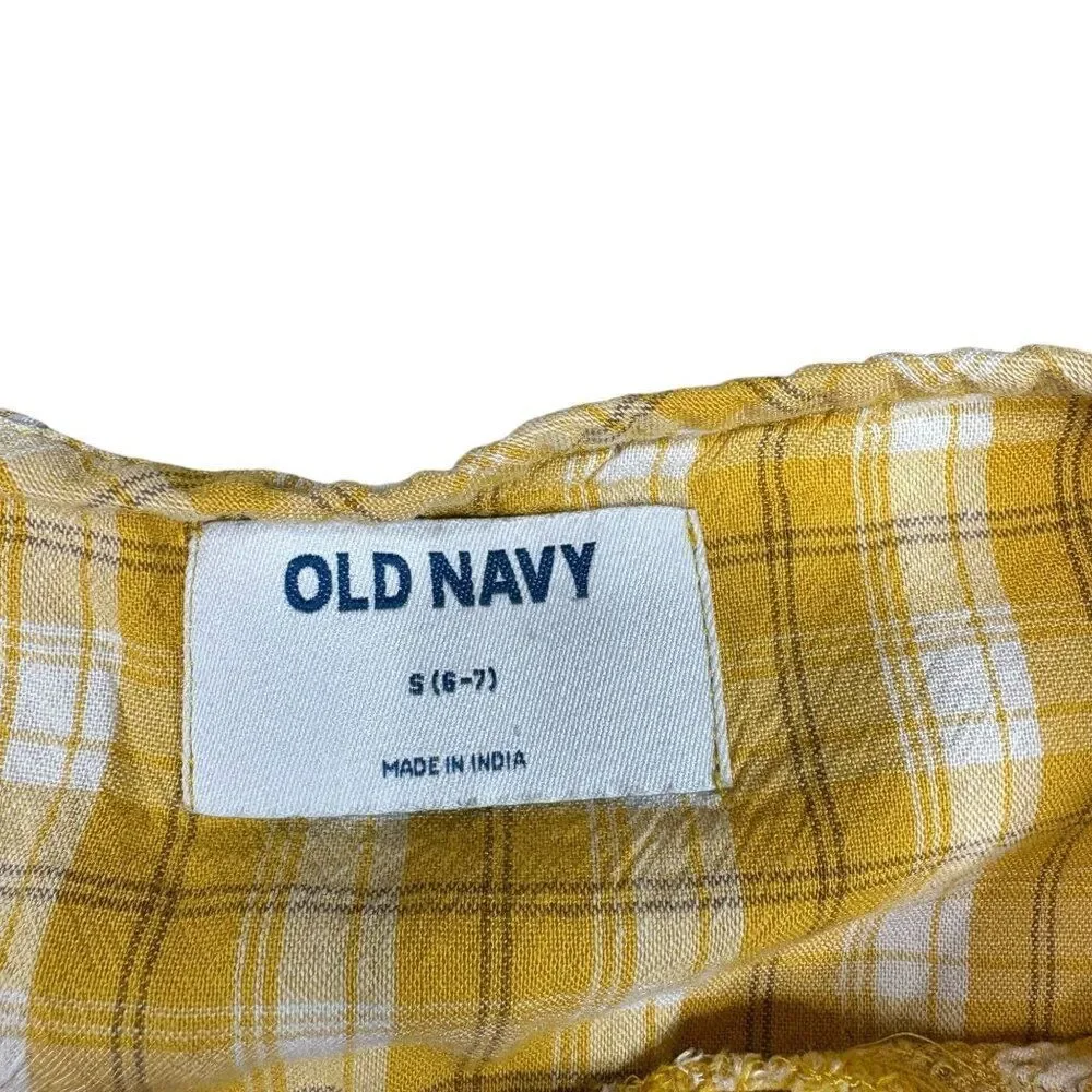 Old Navy Yellow and White Plaid Dress Size S 6-7